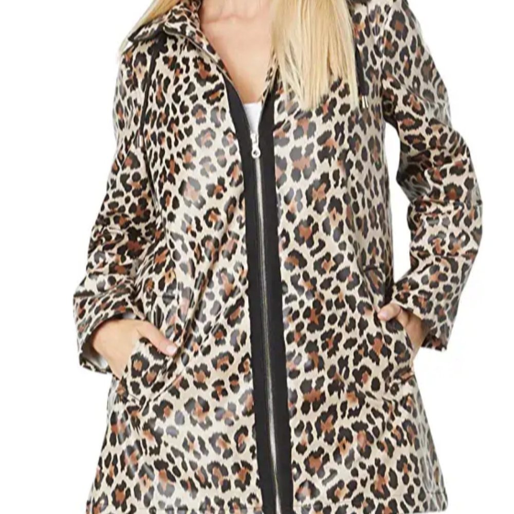 New! Kate Spade New York Hooded Zip Front A-Line Rain Jacket Women's Size S - Picture 2 of 8